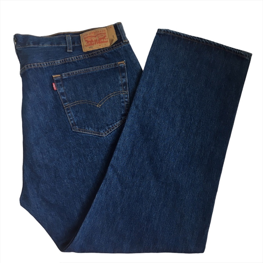 Levis 501 Button Fly Straight Leg Jeans 48x34
